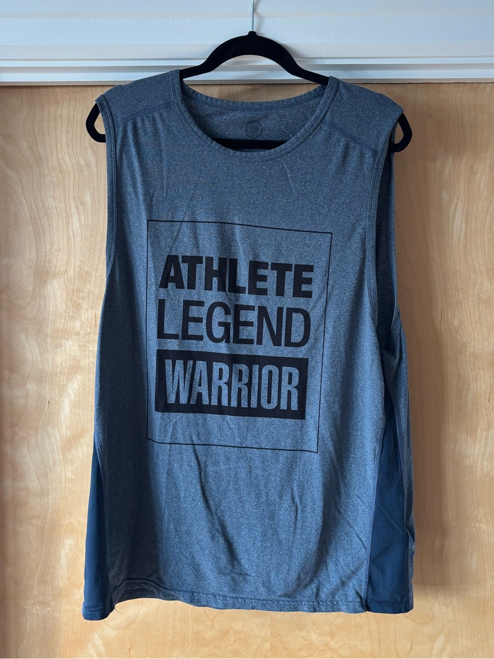 soulcycle Blue Sleeveless Tank Top with Black 'Athlete Legend Warrior'